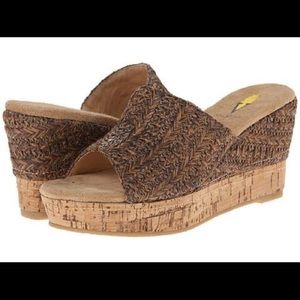 Volatile cork wedge sandals